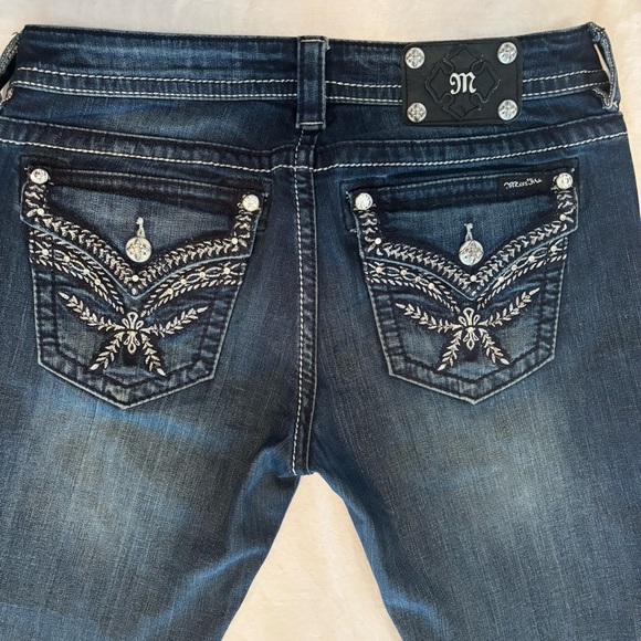 Miss Me Denim - Miss Me Bootcut Jeans Size 30 Dark Wash Stretch Embellished Pockets Bling Y2K